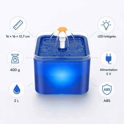 Fontaine à Eau LED pour Chat - Hydratation Nocturne