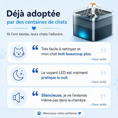 Fontaine à Eau LED pour Chat - Hydratation Nocturne