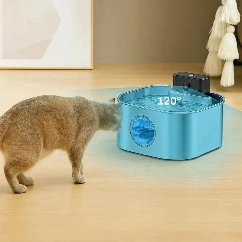 Fontaine à Eau Inox Sans Fil pour Chat 3,2L