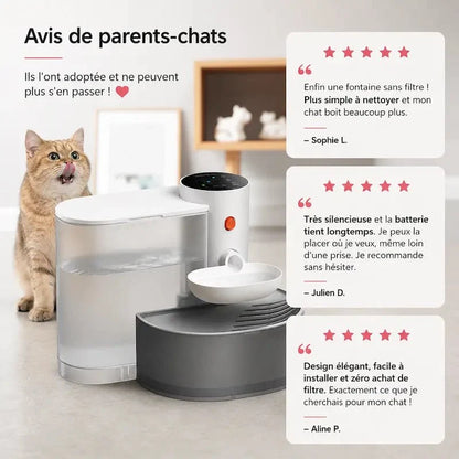 Fontaine à Eau Chat 3L Sans Fil - Longue Autonomie