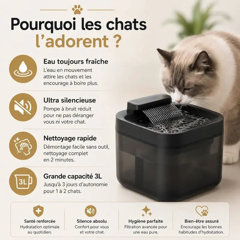 Fontaine à Eau Chat 3L Silencieuse USB