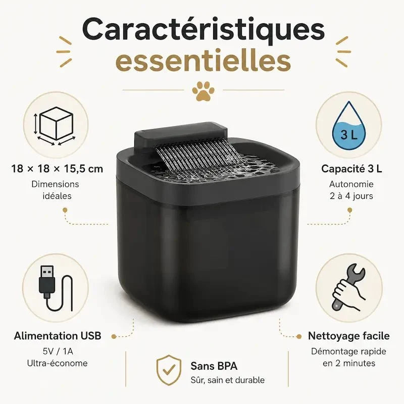 Fontaine à Eau Chat 3L Silencieuse USB