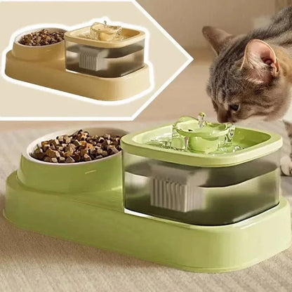 Fontaine à Eau et Croquettes Chat 2-en-1 Pratique