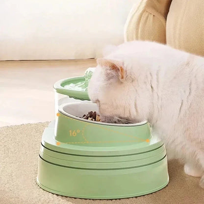 Fontaine à Eau et Croquettes Chat 2-en-1 Pratique