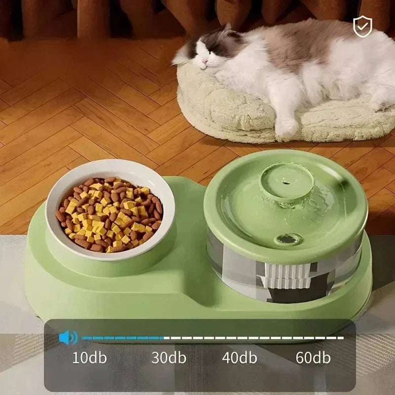 Fontaine à Eau et Croquettes Chat 2-en-1 Pratique