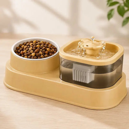 Fontaine à Eau et Croquettes Chat 2-en-1 Pratique