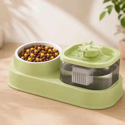 Fontaine à Eau et Croquettes Chat 2-en-1 Pratique