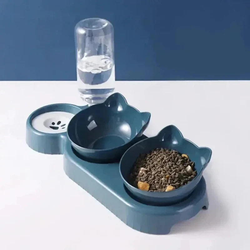 Gamelle Double Inclinée Chat + Distributeur d'Eau