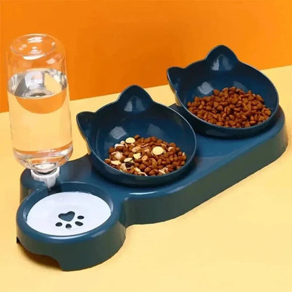 Gamelle Double Inclinée Chat + Distributeur d'Eau