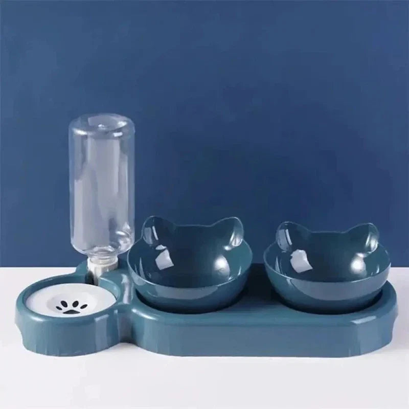 Gamelle Double Inclinée Chat + Distributeur d'Eau