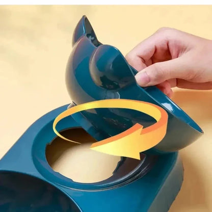 Gamelle Double Inclinée Chat + Distributeur d'Eau