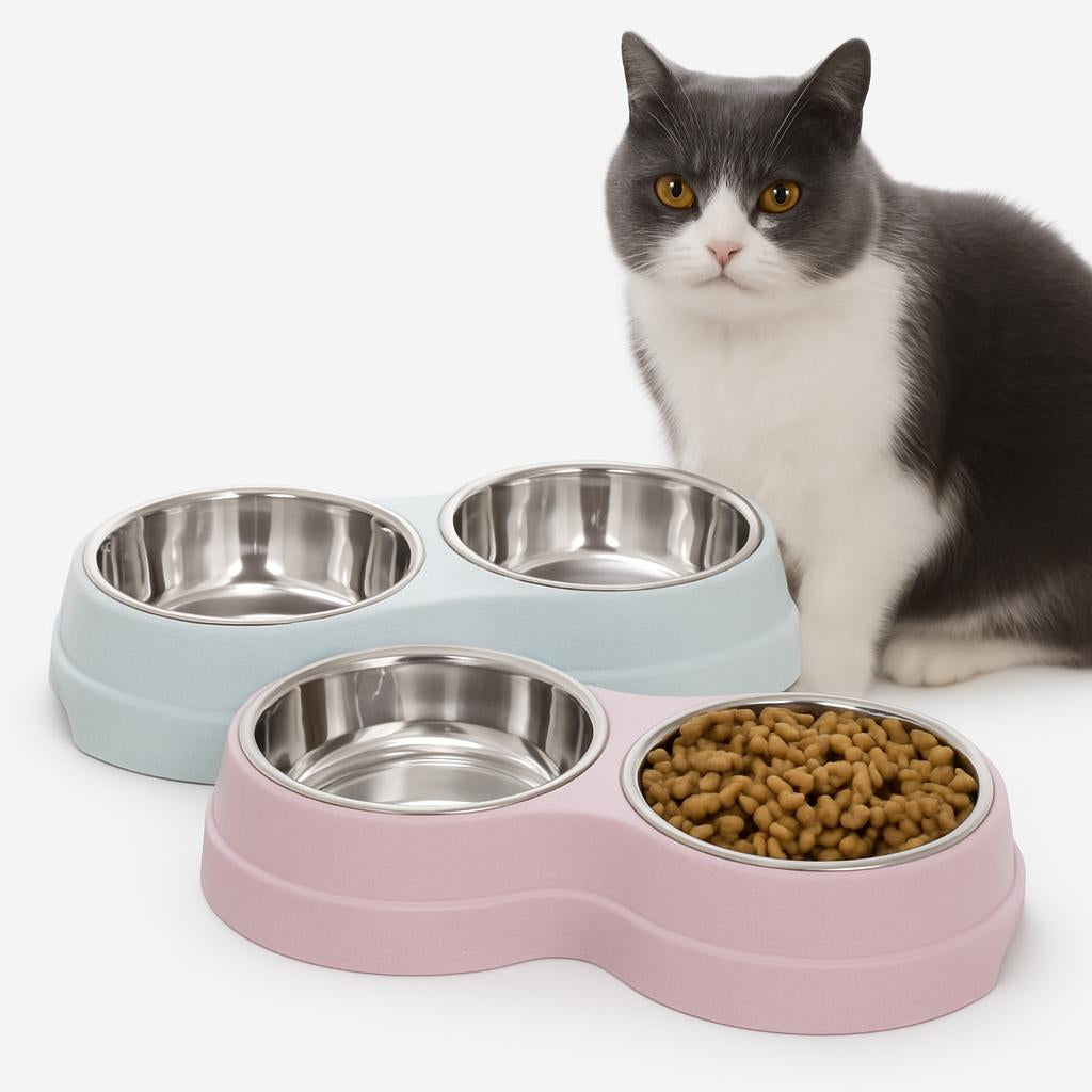 Bol Double Inox Chat - Hygiène et Durabilité