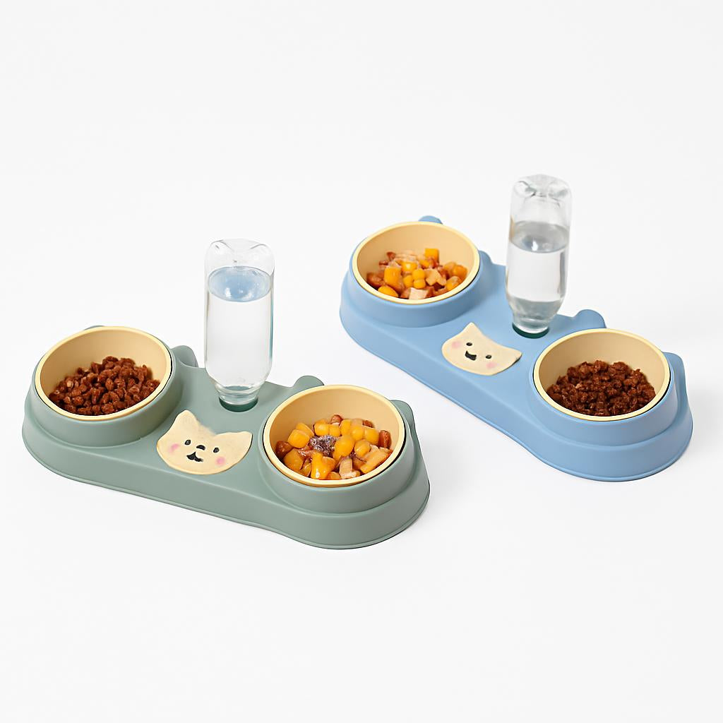 Gamelle Anti-Conflit pour Chats - Double avec Eau