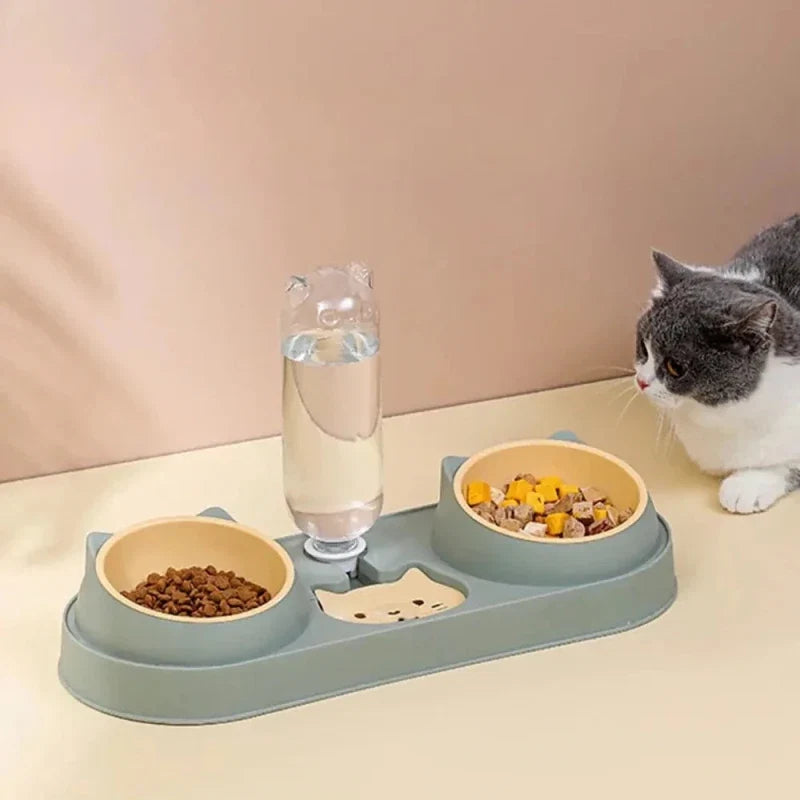 Gamelle Anti-Conflit pour Chats - Double avec Eau
