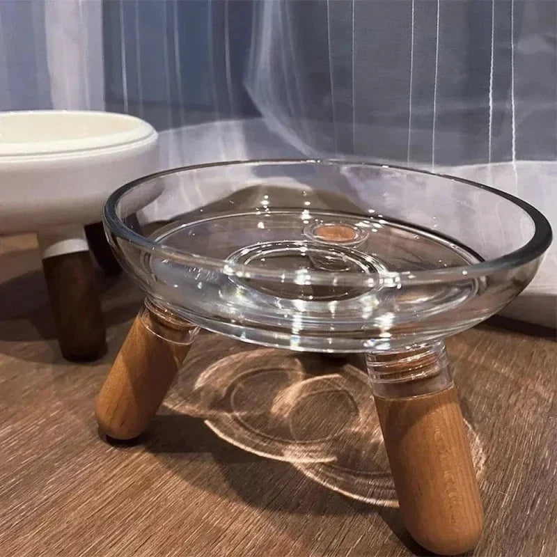 Gamelle surélevée en verre pour chat - Style moderne