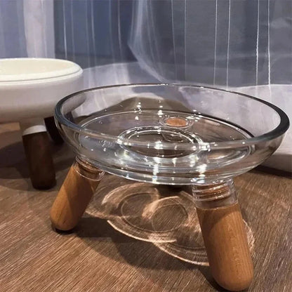 Gamelle surélevée en verre pour chat - Style moderne