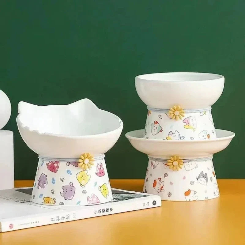 Gamelle céramique surélevée chat - Confort optimal