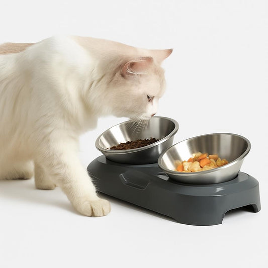 Gamelle inox surélevée pour chat - Confort et posture