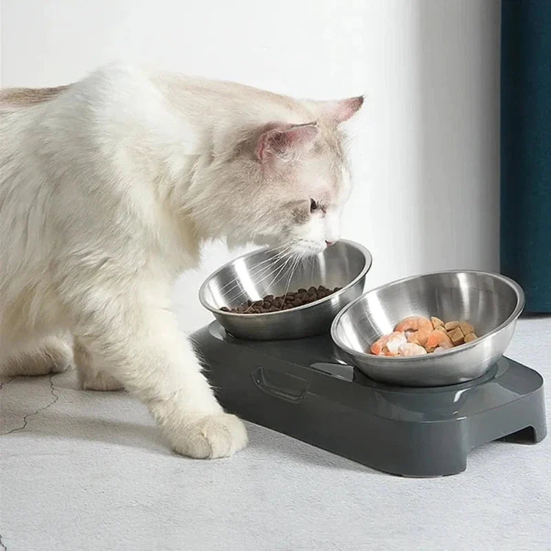 Gamelle inox surélevée pour chat - Confort et posture