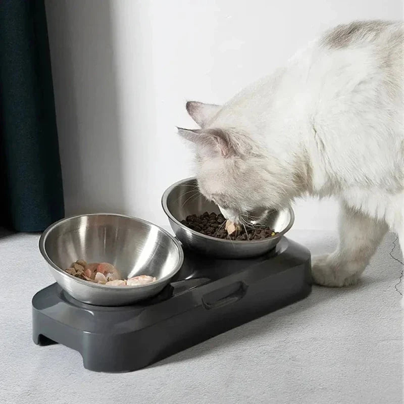 Gamelle inox surélevée pour chat - Confort et posture