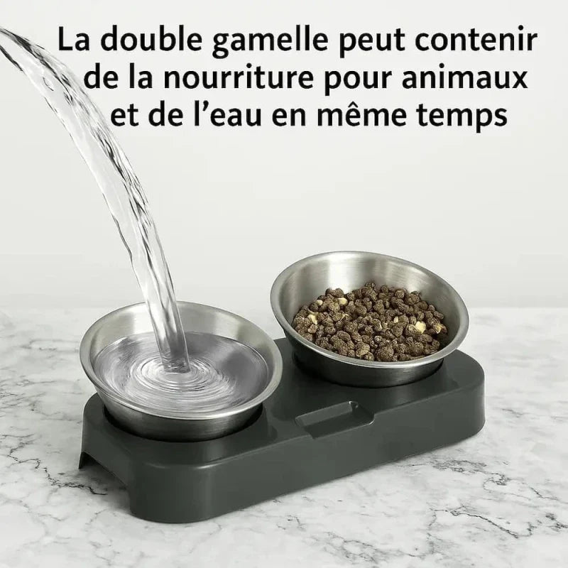 Gamelle inox surélevée pour chat - Confort et posture