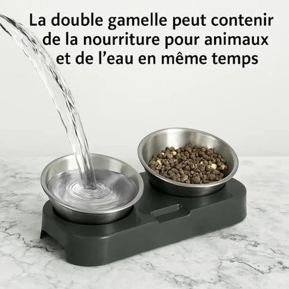 Gamelle inox surélevée pour chat - Confort et posture