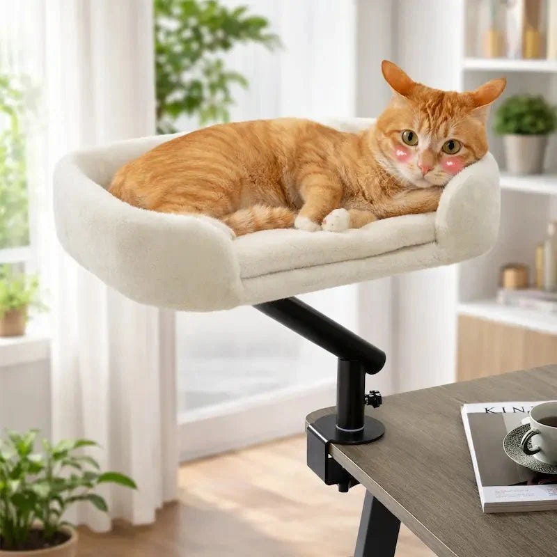 Lit Rotatif pour Chat - Support Bureau 360°