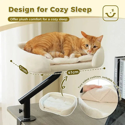 Lit Rotatif pour Chat - Support Bureau 360°