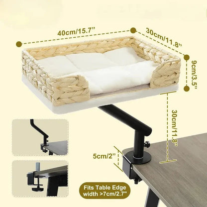 Lit Rotatif pour Chat - Support Bureau 360°