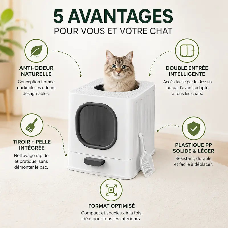 Maison de Toilette Chat Anti-Odeur Pratique