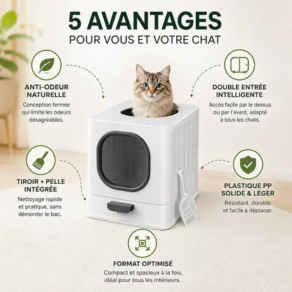 Maison de Toilette Chat Anti-Odeur Pratique