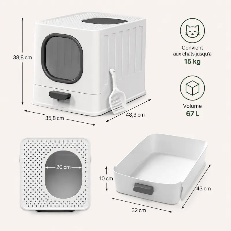 Maison de Toilette Chat Anti-Odeur Pratique