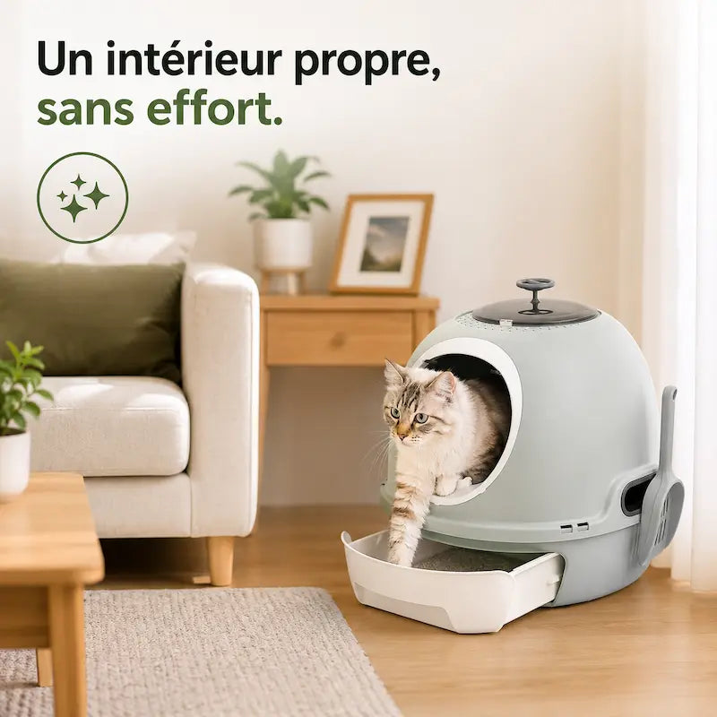 Maison de Toilette Chat avec Tiroir - Nettoyage Facile
