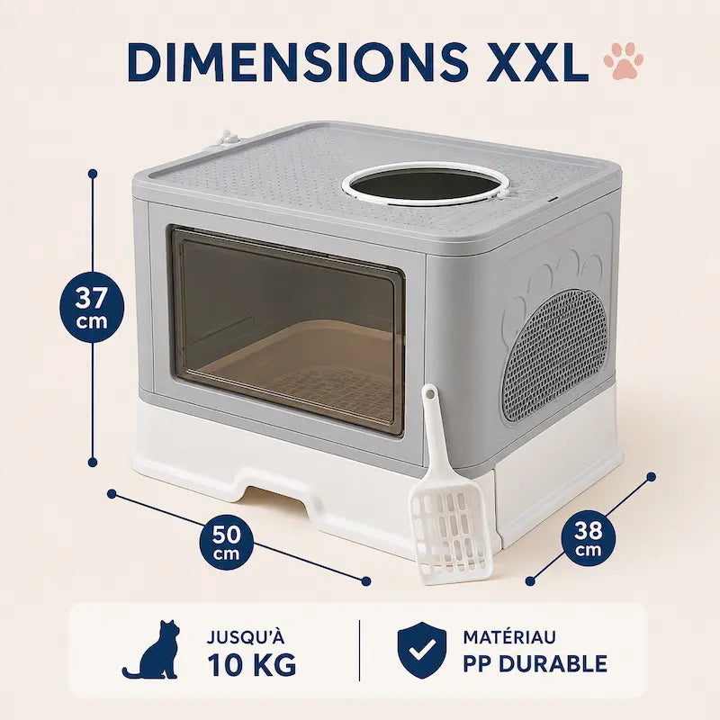 Bac à Litière XXL Anti-Odeurs pour Chat