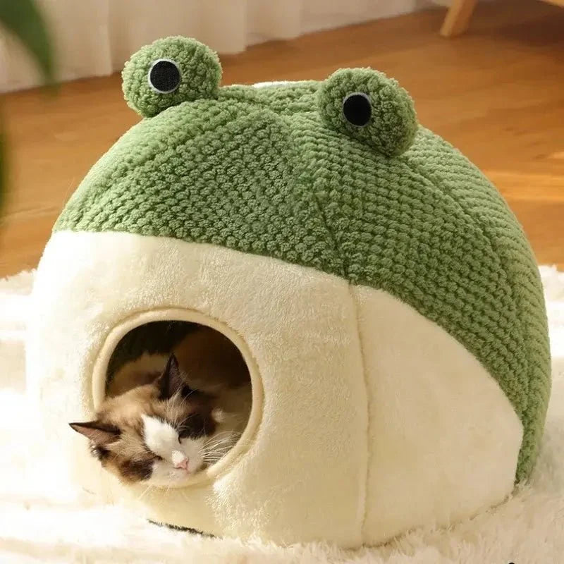 Niche en Peluche Grenouille pour Chat - Confort et Chaleur