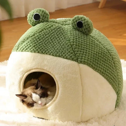 Niche en Peluche Grenouille pour Chat - Confort et Chaleur