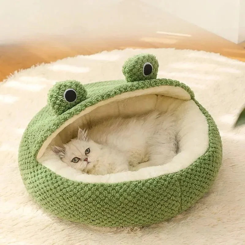 Niche en Peluche Grenouille pour Chat - Confort et Chaleur