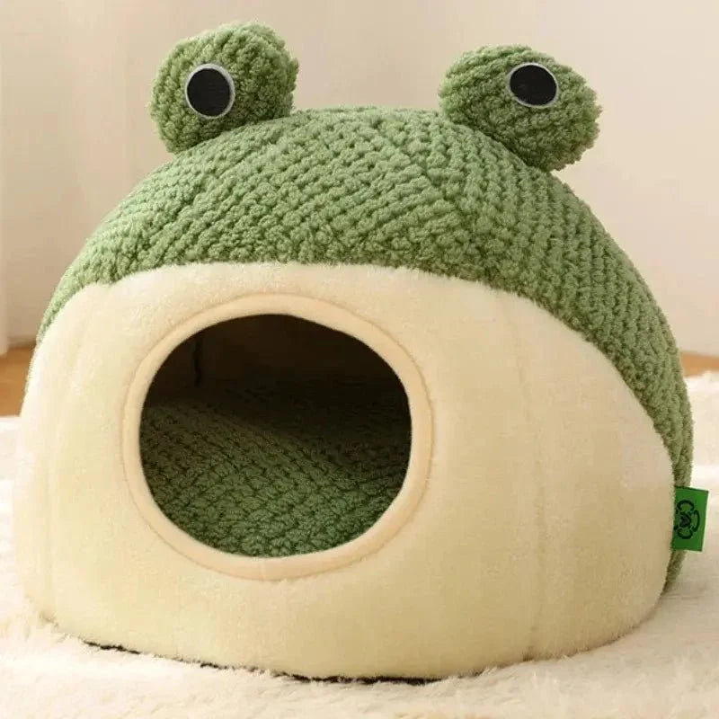 Niche en Peluche Grenouille pour Chat - Confort et Chaleur