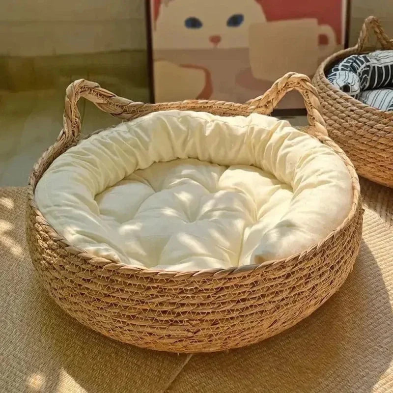 Panier en osier pour chat - Confort naturel