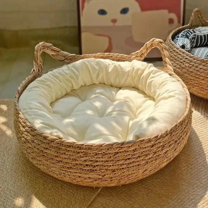 Panier en osier pour chat - Confort naturel