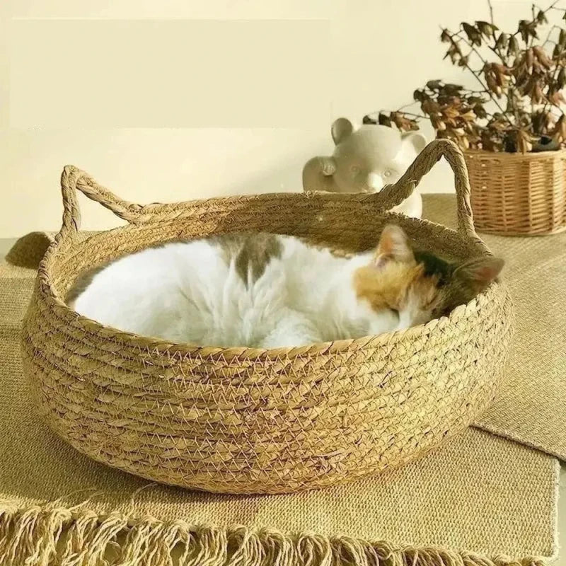 Panier en osier pour chat - Confort naturel