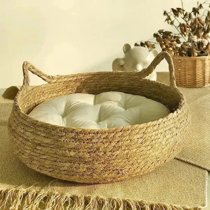 Panier en osier pour chat - Confort naturel