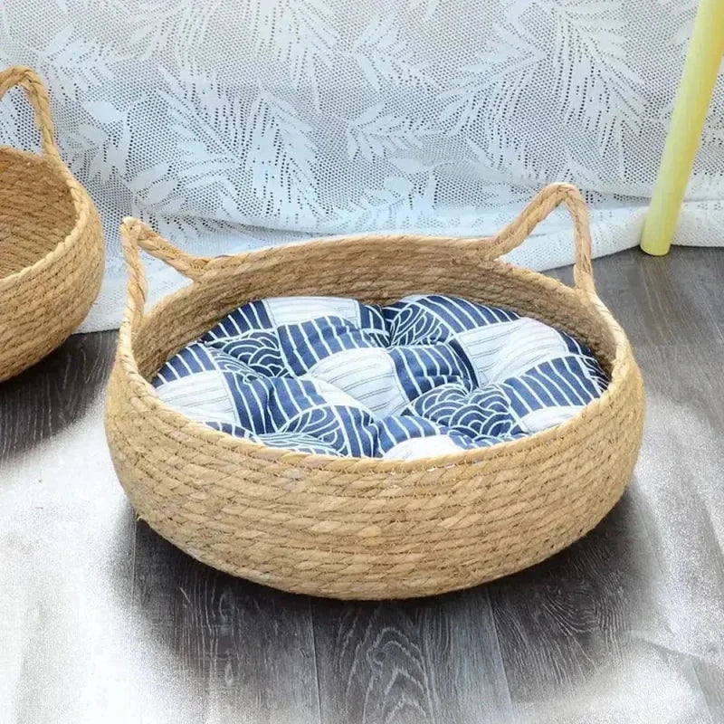 Panier en osier pour chat - Confort naturel