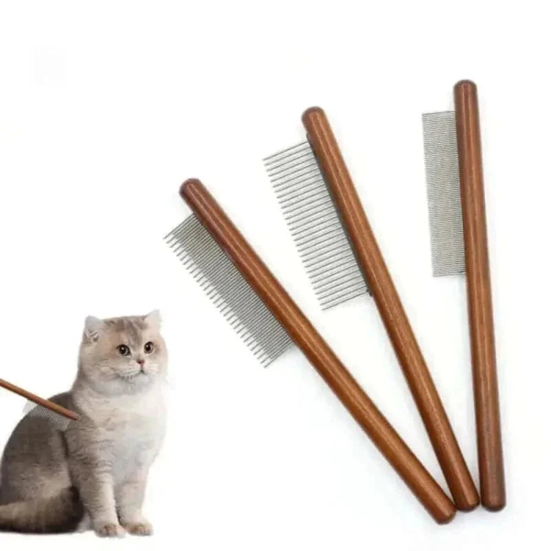Peigne Démêlant Chat en Bois et Métal
