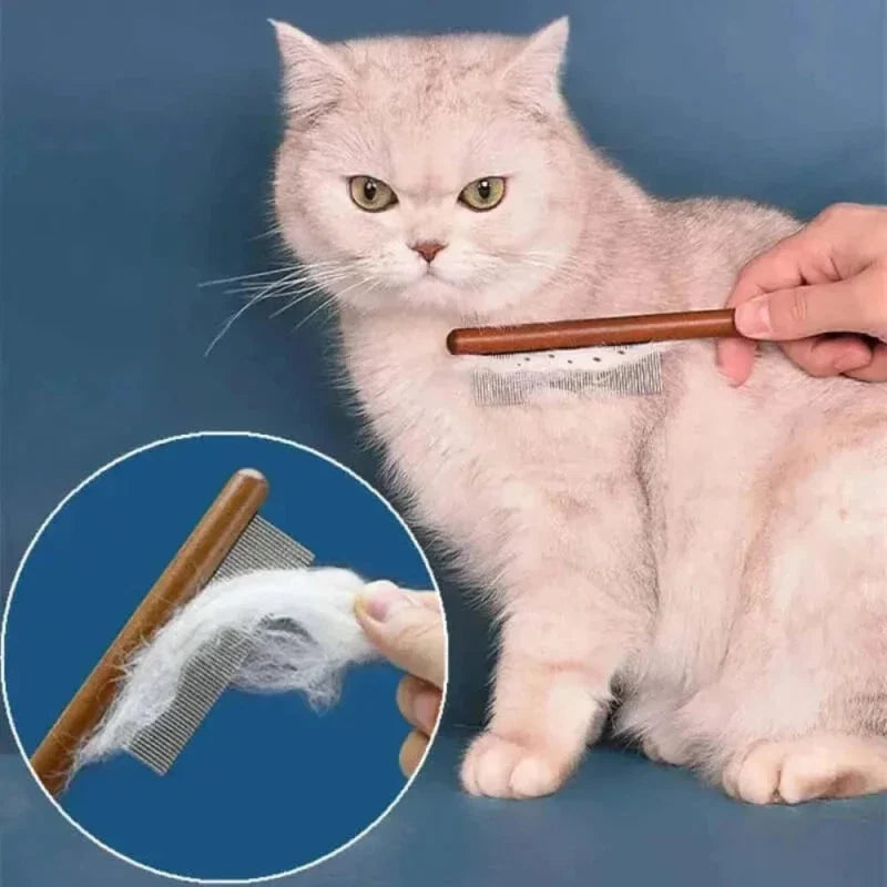 Peigne Démêlant Chat en Bois et Métal