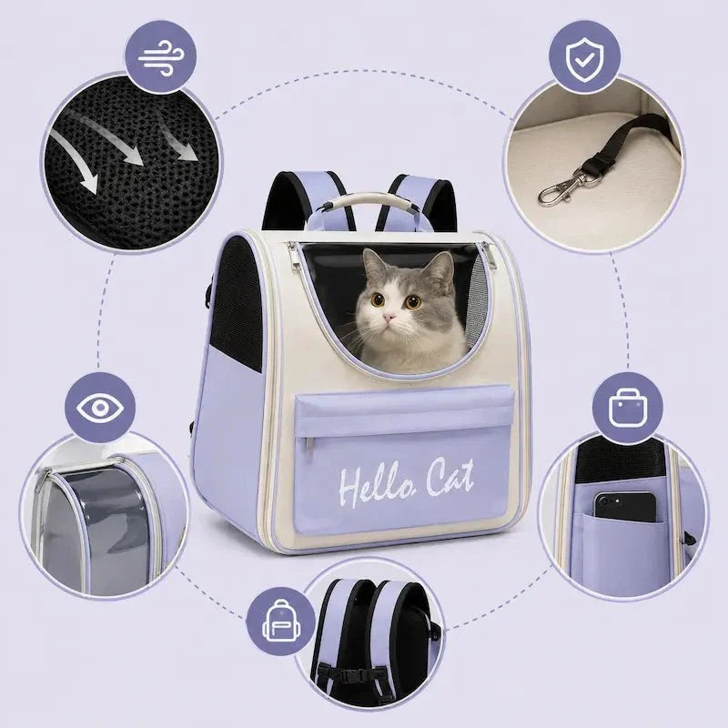 Sac à Dos Chat Respirant | Transport Sûr