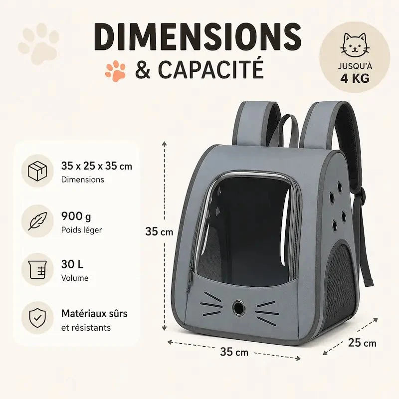 Sac de Transport Chat Transparent et Confortable
