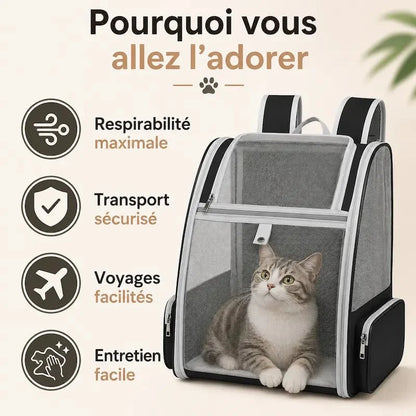 Sac à Dos Chat Respirant - Ventilation Optimale