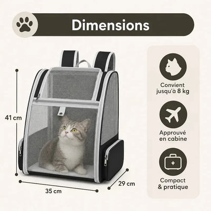 Sac à Dos Chat Respirant - Ventilation Optimale