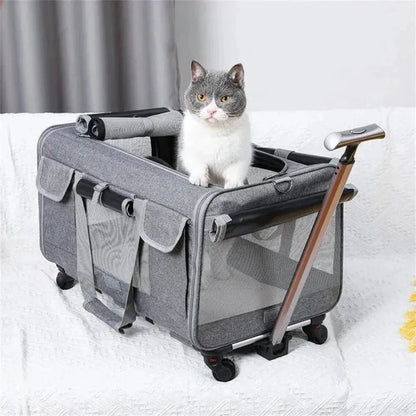 Sac de Transport Chat à Roulettes - Pratique et Spacieux